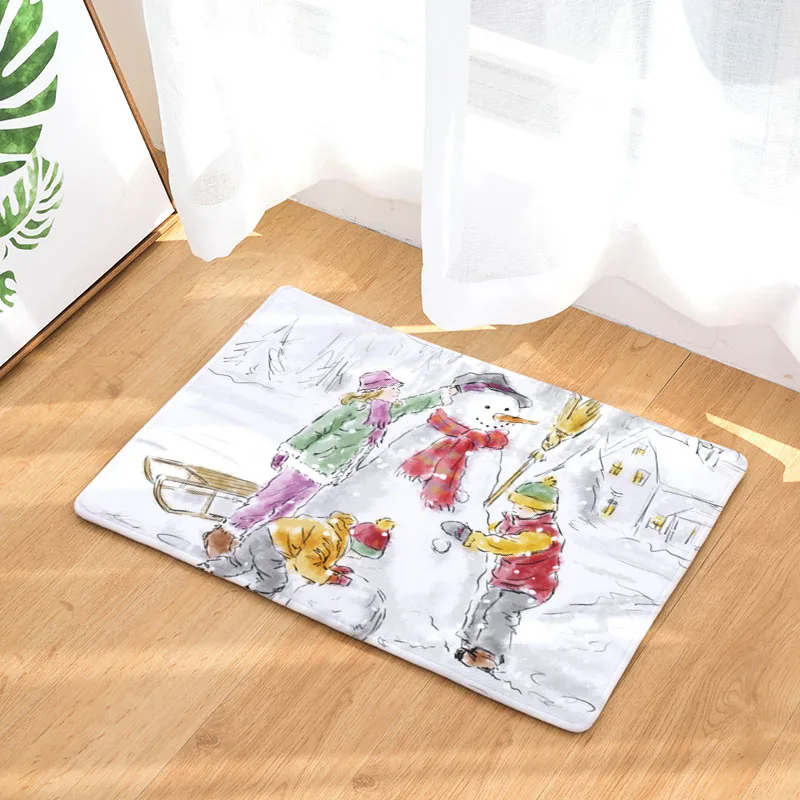 Comwarm Entrance Welcome Door Mat Christmas Anti-Slip Joyful Kids Snowman Cartoon Santa Claus Socks Bedroom Kitchen Floor Carpet | Дом и сад