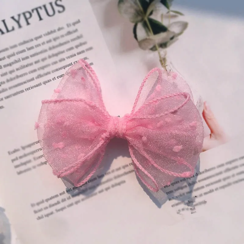 Оптовая продажа бутик 30 шт. модные милые марлевые заколки для волос с бантом