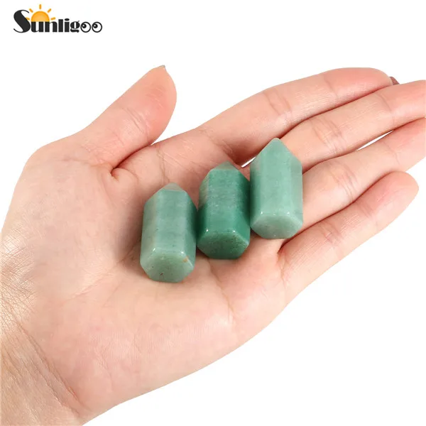 3x Green Aventurine Sunligoo натуральные целебные кристаллические точки 6 Граненый натуральный кристалл палочка полированный камень для медитации рейки чакры Декор - Цвет: 3x Green Aventurine