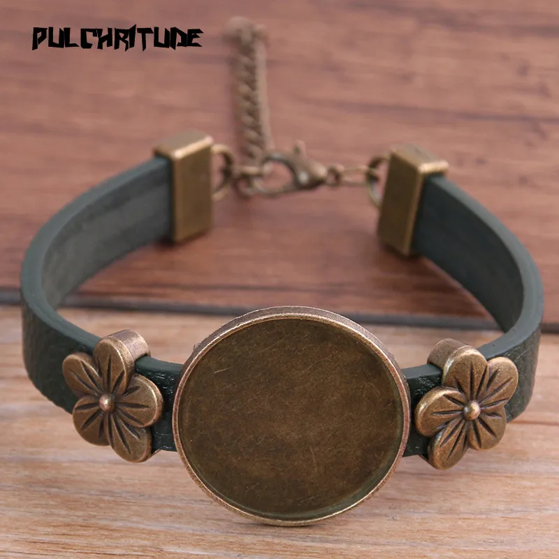 1 шт. 6 цветов браслет из искусственной кожи бронзовое основание в форме цветка