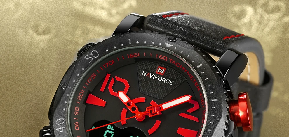 Naviforce Для мужчин Спортивные часы Мода цифровой светодиодный аналоговые кварцевые двойной Дисплей часы Для Мужчин's Водонепроницаемый часы мужской Relogio Masculino