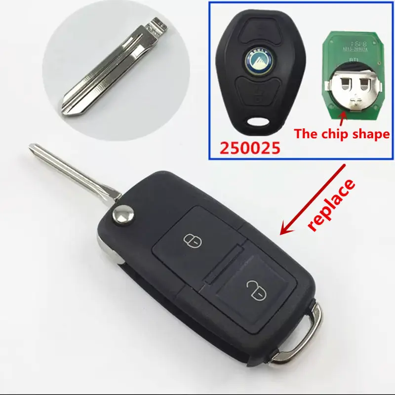 Автомобильный ключ в сборе, ключ чип, модифицированный ключ для Geely CK1 CK2 CK3 - Цвет: Многоцветный