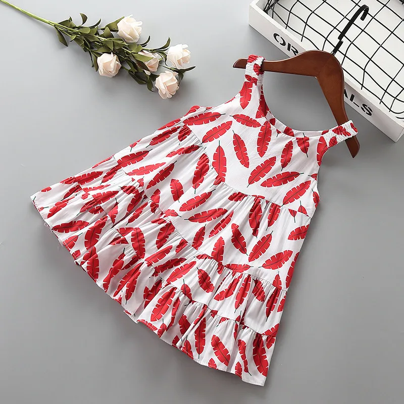 0-5 year High quality girl dress 2021 new summer fashion beach flower ruched kid children clothing party princess | Детская одежда и
