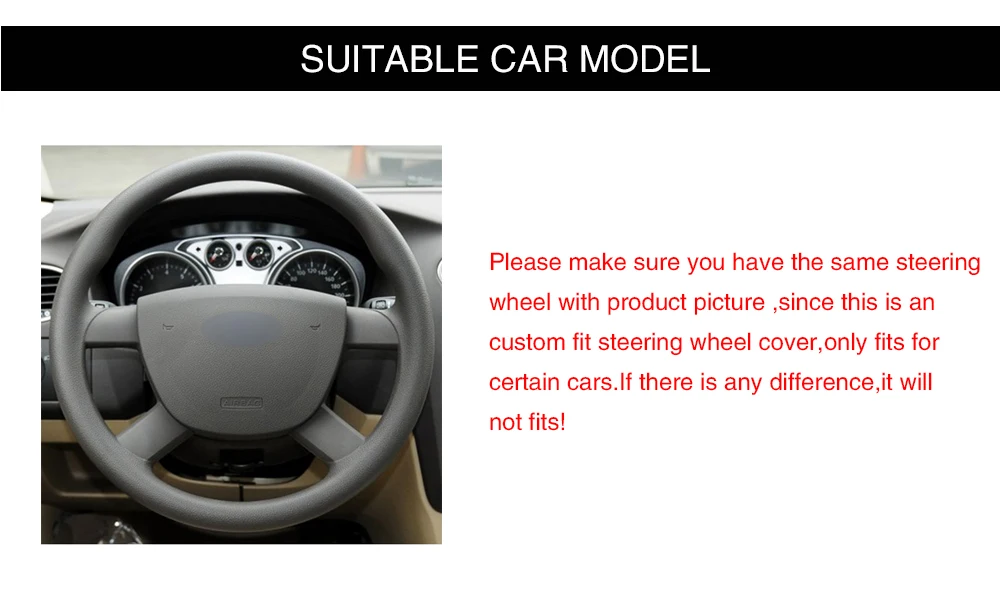 Черный PU искусственная кожа ручная работа прошитый чехол рулевого колеса автомобиля для Ford Kuga 2008-2011 Focus 2 2005-2011 C-MAX 2007-2010 Transit