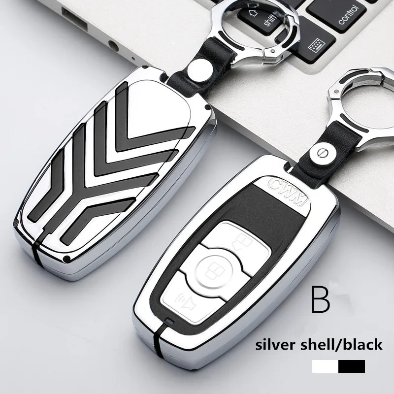 C-sliver black GMW H6 Samrt Автомобильный ключ крышка цветная полоса цинковый сплав пульт дистанционного управления брелок Оболочка Чехол брелок кожа для Great Wall Haval Coupe H7 H8 H9 - Название цвета: C-sliver black