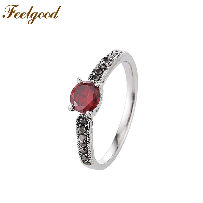 Женское Обручальное Кольцо Feelgood Черное и красное обручальное кольцо с фианитом