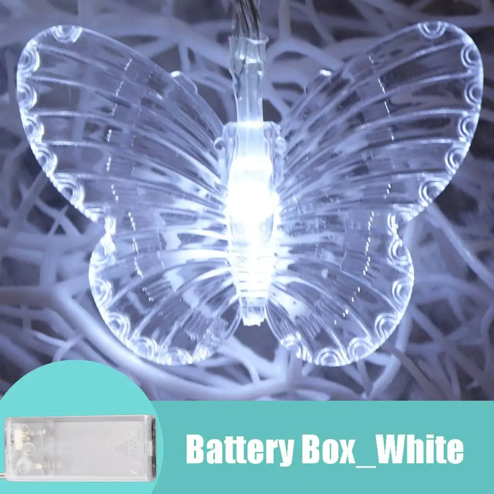 Battery White Светодиодный светильник-гирлянда в виде бабочки, Fiary светильник s для внутреннего и наружного сада, вечерние, рождественские, свадебные украшения, USB Gerlyanda IQ - Испускаемый цвет: Battery White