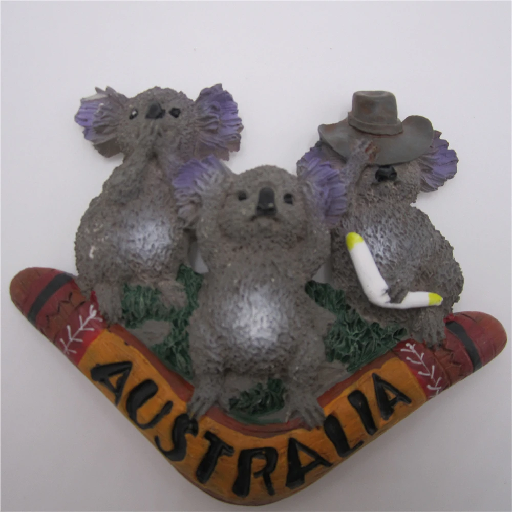 Ручная роспись магниты на холодильник доска наклейки австралийские Koalas Бумеранг