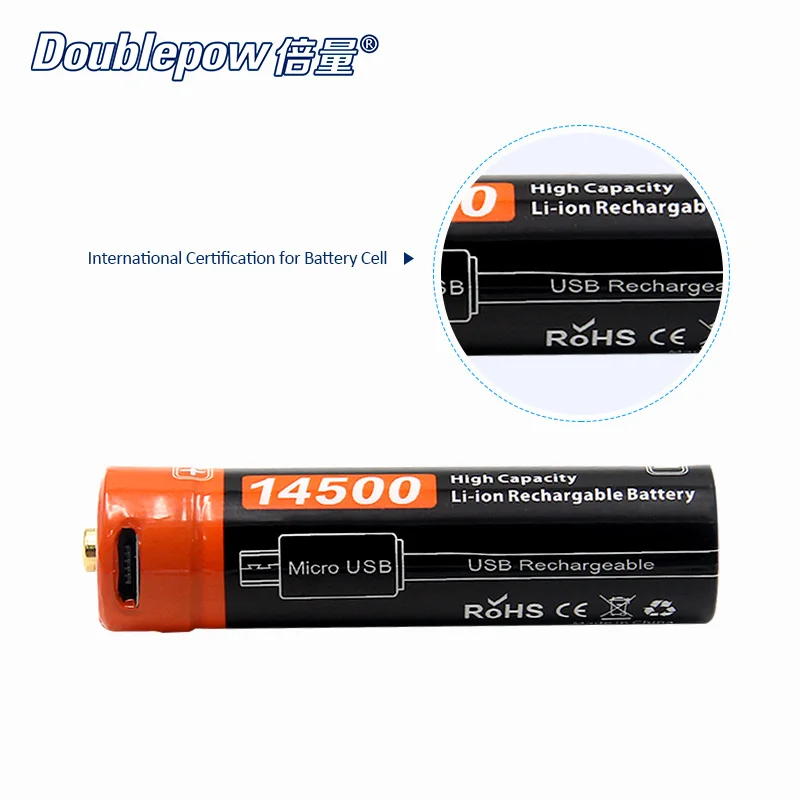 2 шт./лот Doublepow DP USB14500 750mAh 3 7 литий ионная аккумуляторная батарея реальная емкость