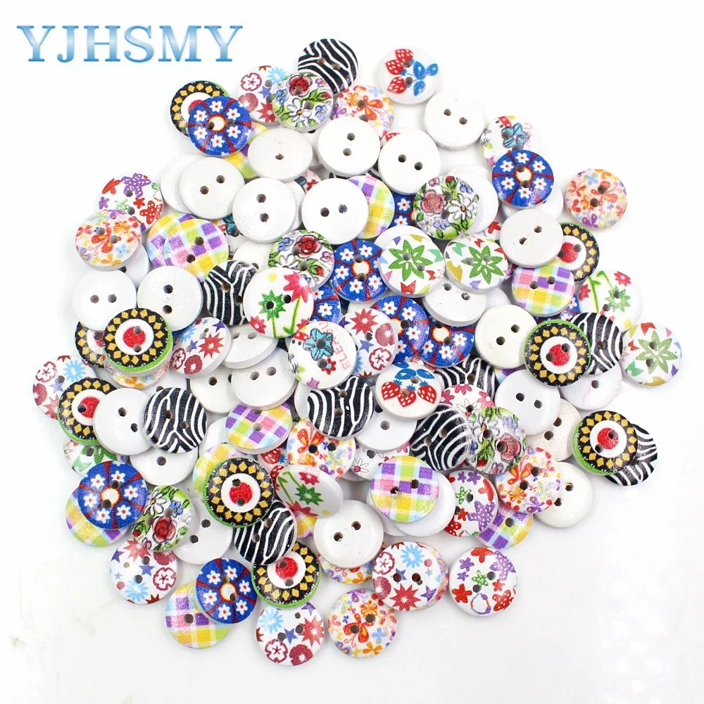 100 Новинка 0001 шт./лот диаметр 15 мм, пуговицы в виде деревянных смешанных цветов, аксессуары для одежды, материалы «сделай сам», mix-