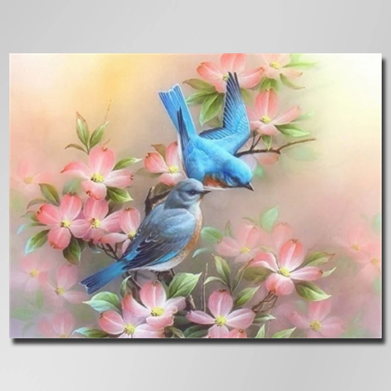 

5d полная алмазная живопись, весна, Bluebirds, алмазная вышивка, украшение для дома, вышивка крестиком, не складывается