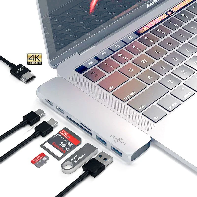 Usb type C концентратор адаптер Thunderbolt 3 с HDMI 4K USB3.0 зарядка PD USB-C порт передачи данных SD