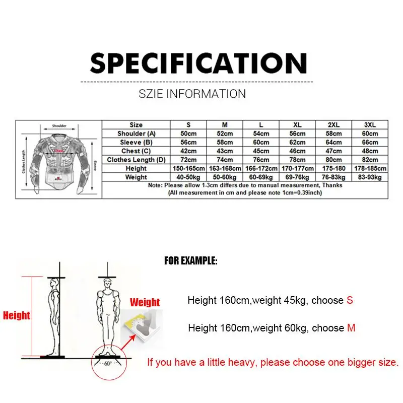 S 5XLSize мотоциклетная куртка Для мужчин всего тела мотоцикла Броня мотокроссу