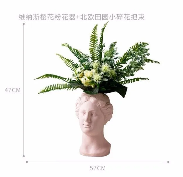 Nordic Architectural Decoration Style Ceramic Vase Ceramic Vase Venus Head Artificial Flower Decoration Interior Decoration - Цвет: 5