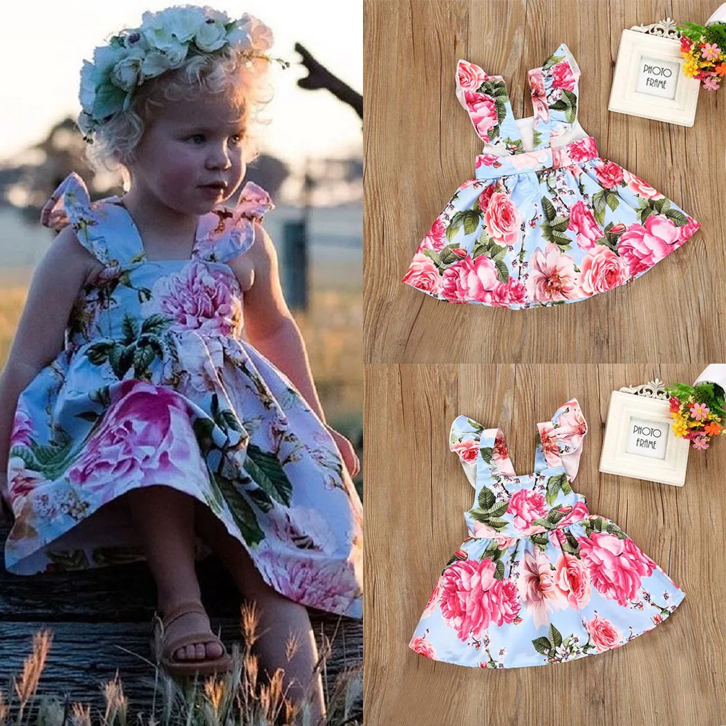 2018 Новинка для новорожденных Одежда детей малышей девочек Цветок Летнее