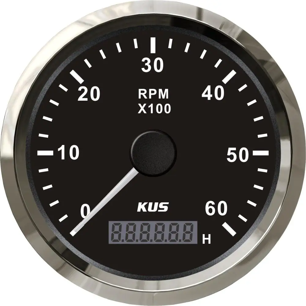 Black KUS 85 мм тахометр с бензиновым дизельным двигателем 0-6000 об./мин с песочным метром морской подвесной лодкой Грузовик Автомобиль RV водонепроницаемый метр - Цвет: Black