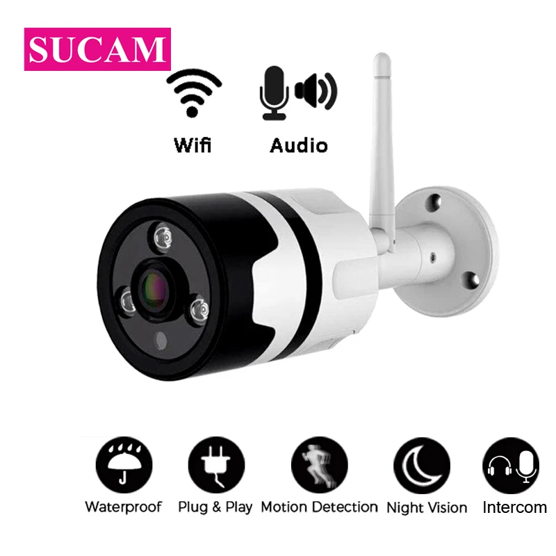 SUCAM HD Bullet Wifi ip камера наружная 720 P 960 1080 двухсторонняя аудио Беспроводная
