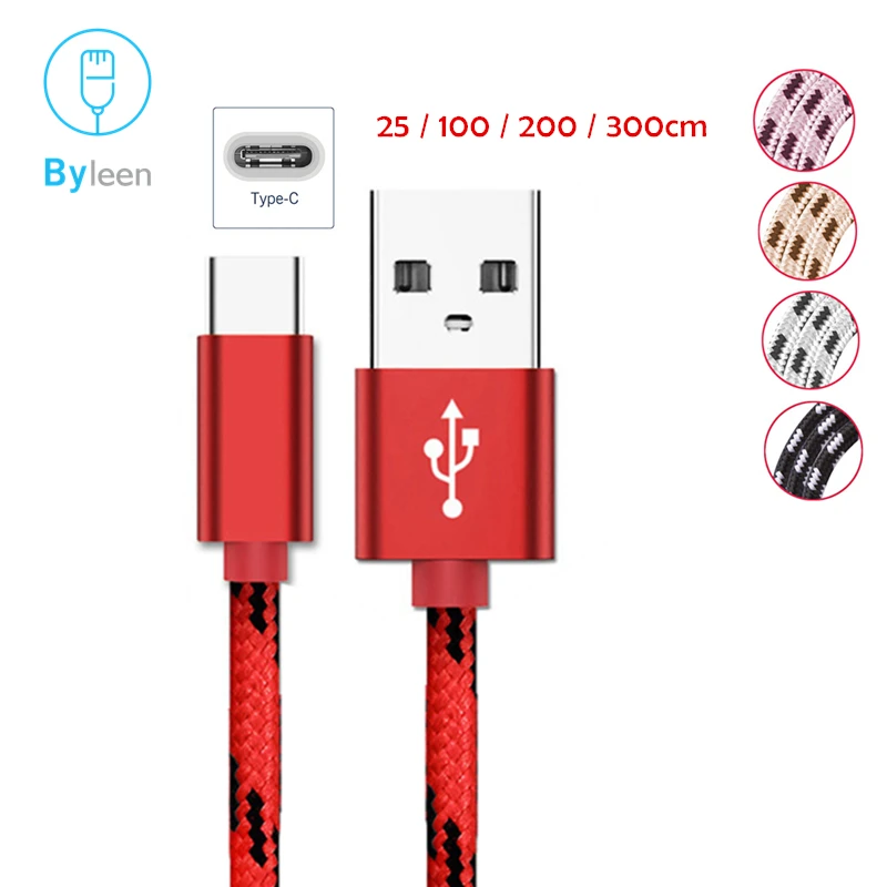 Зарядный кабель BYLEEN Type-C USB 3 1 для huawei honor 10 P10 P20 Nova 3e Samsung Galaxy S8 S9 plus A3 A5 A7 2017 Nexus 6P 5X |