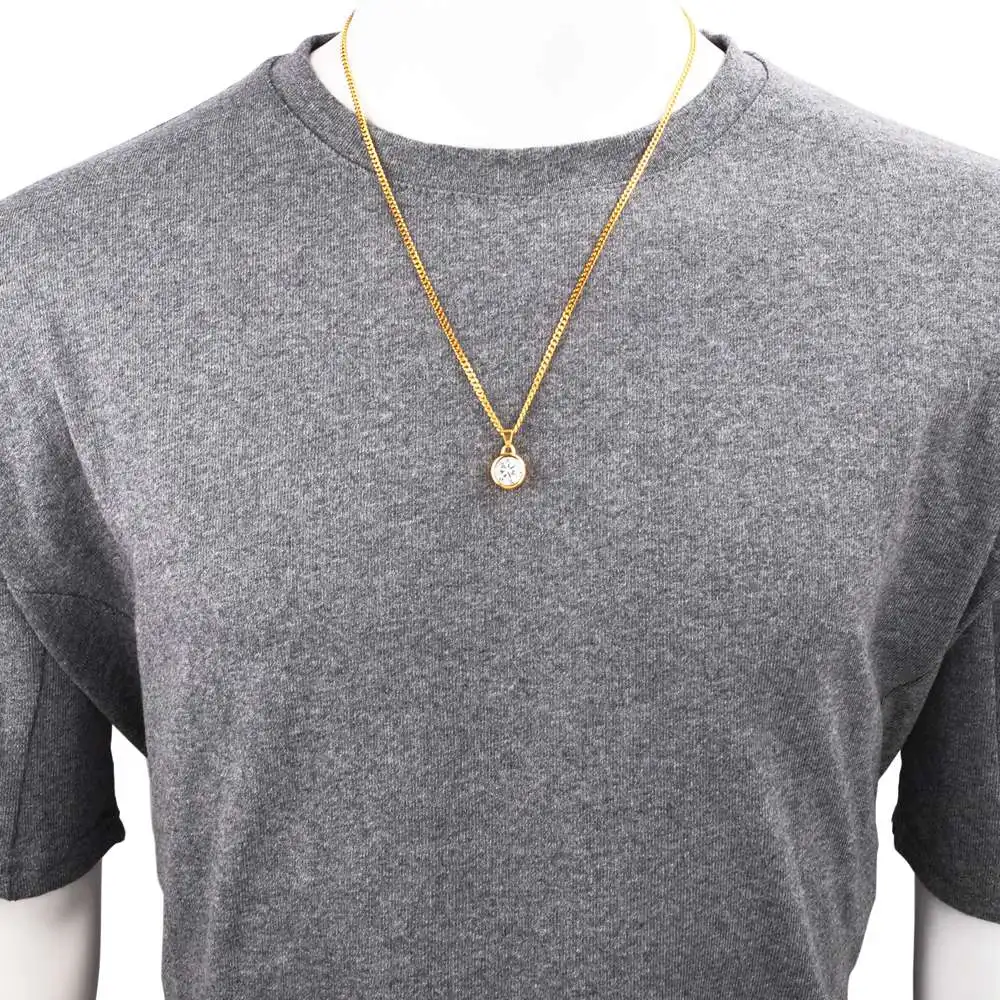 2018 new Hiphop Goofan Cylindrical stones Pendant Necklace Stainless Steel Fashion Jewelry for Men Women Gift STN918 | Украшения и