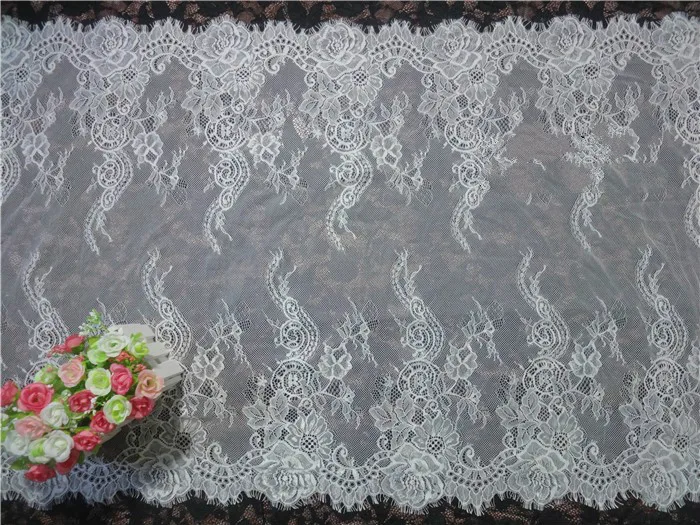 6M/ Lot Eyelash Lace Fabric 70cm DIY Decorative Soft Off White Nylon Trim Wedding Dress M021 | Дом и сад