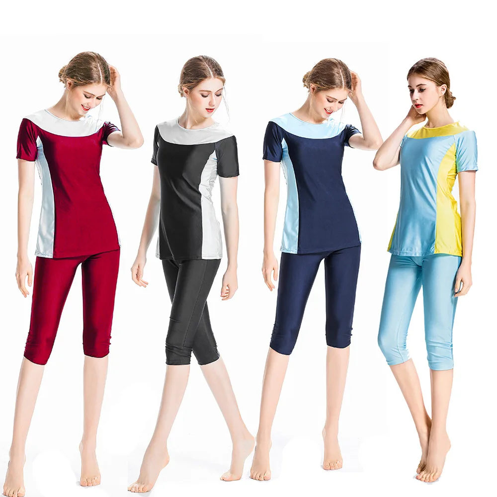 

4XL 2019 Muslim Swimwear Arabian Islamic Swimsuit Women Burkini Conservative Modest Two-piece Beachwear Middle Eastern Cloth