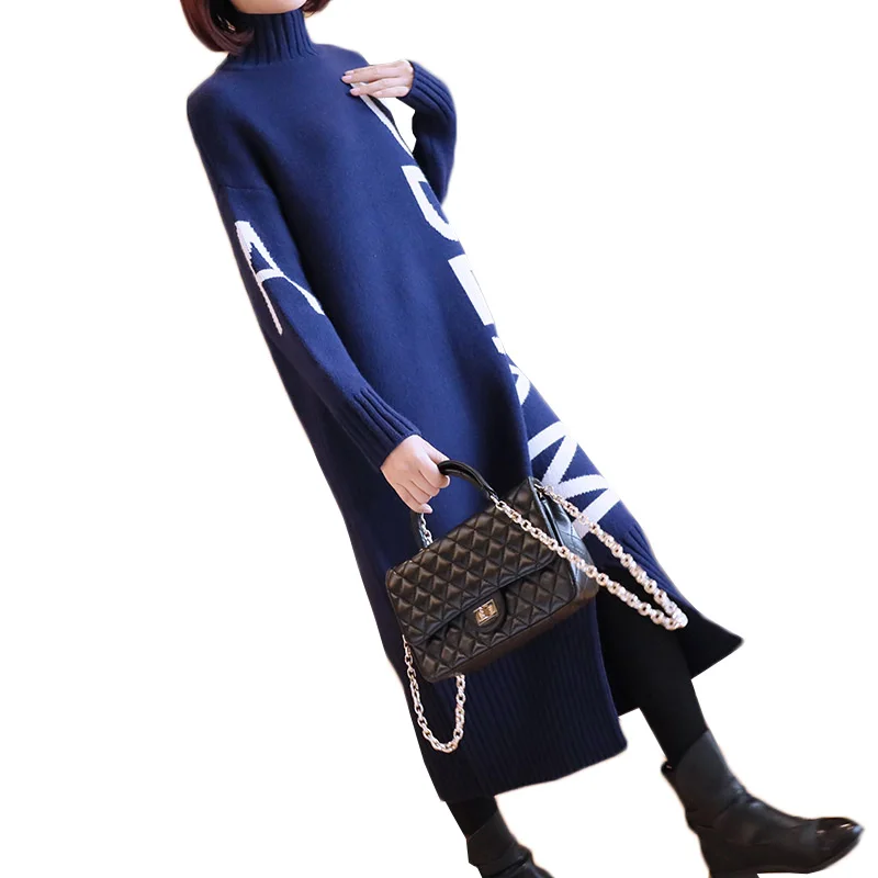 Женский свитер с высоким воротом AA454 осенне зимний утепленный длинный