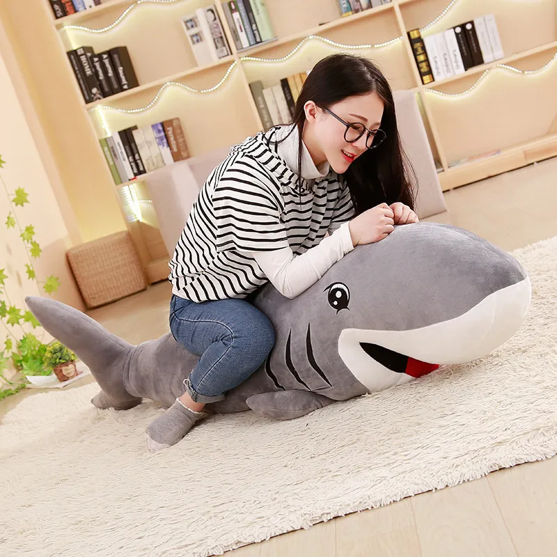 Новинка, 50-120 см, большой размер, забавная плюшевая игрушка Kawaii Shark, мягкая Успокаивающая подушка, подарок для детей, девочек, подушка для чтения животных, подарок для ребенка