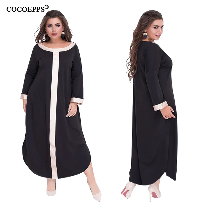 Женское длинное свободное платье повседневное теплое большого размера размеры