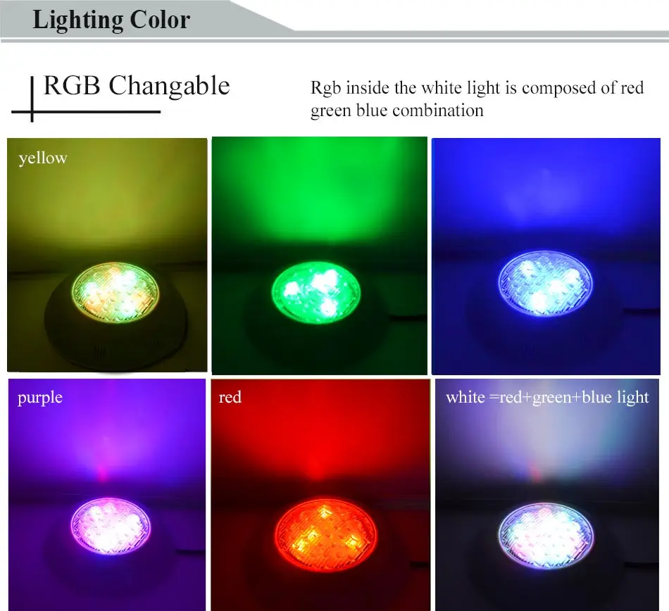 

HOTOOK Underwater Light LED Submersible RGB Wall Mounted LED Swimming Pool Light IP68 Waterproof Pond Lights Spa Party Piscine