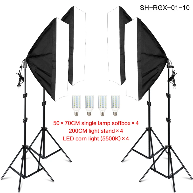 SH-RGX-01-10 Фотостудия прямоугольная фотография Мягкая коробка 8 Led 20 W комплект освещения для фотосъемки 2 световая подставка 2 Мягкая коробка сумка для переноски для камеры - Цвет: SH-RGX-01-10