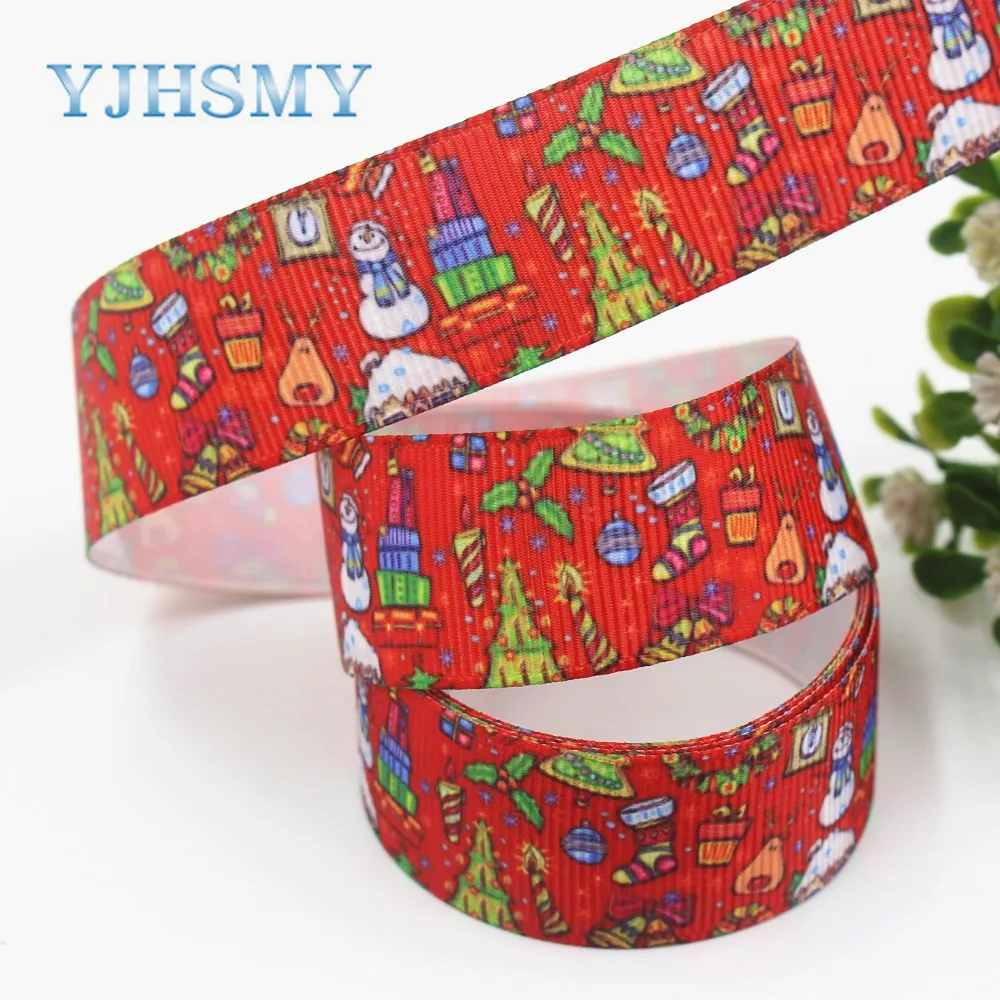 YJHSMY I-19713-4 22 мм 10 ярдов Рождественская серия мультфильм grosgrain ленты лук колпачок