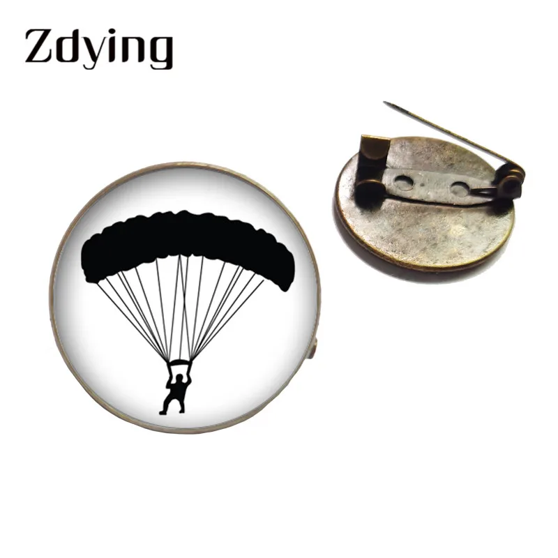 ZDYING брошь в форме воздушного шара стеклянный кабошон мультяшный Skydivers силуэт
