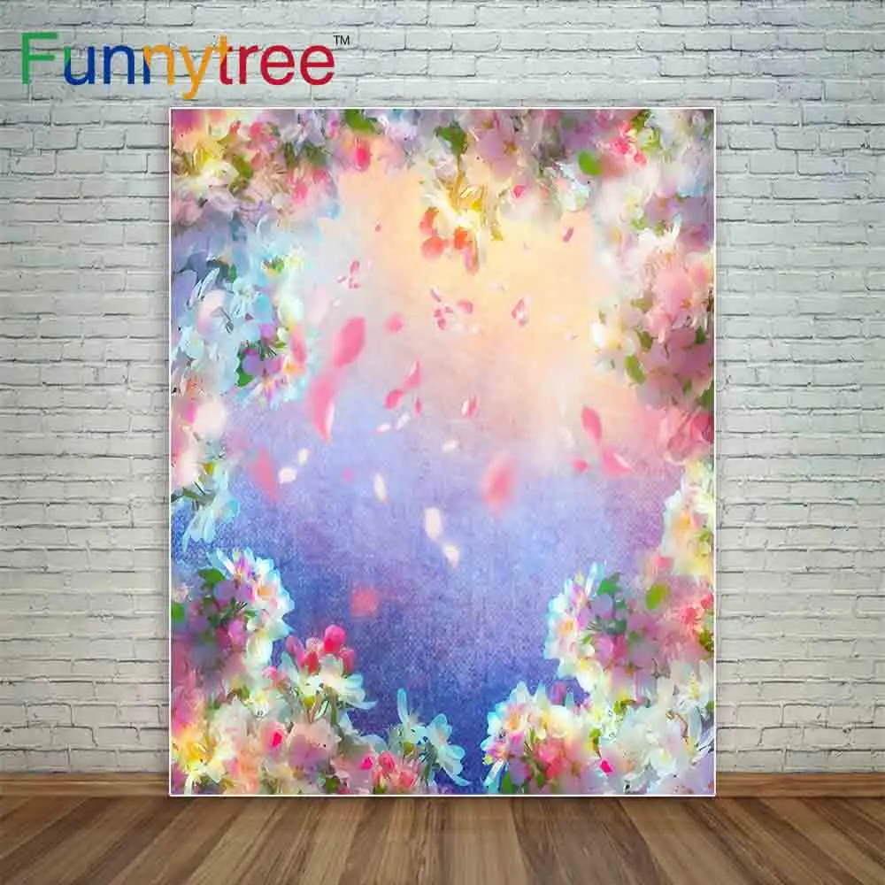 Фон Funnytree для студийной фотосъемки с изображением цветущей вишни летающих