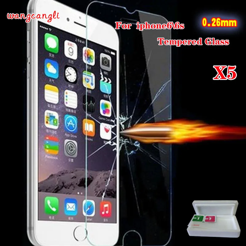 Закаленное стекло Wang cang li 5 шт. для iphone 4s 5s 6 6s plus 7 Защитная пленка экрана защитная