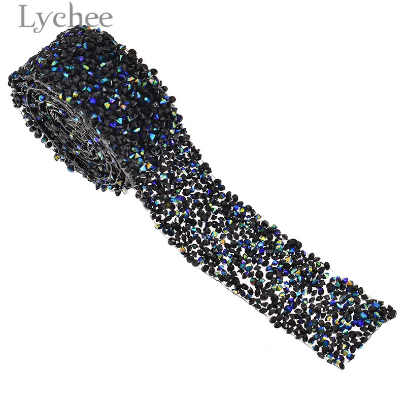 Lychee Life 1 ярд стразы с бисером железная отделка Прозрачная Кружевная лента