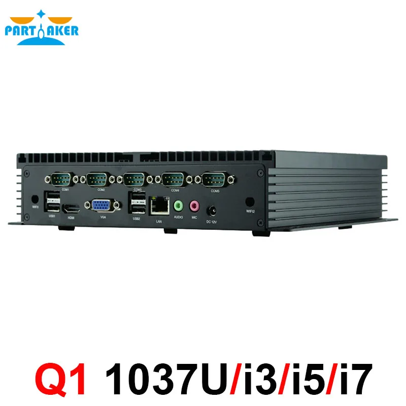 Низкомощный прочный промышленный компьютер Celeron 1037U i5 3317u безвентиляторный мини-ПК с 6* RS232 COM HDMI VGA