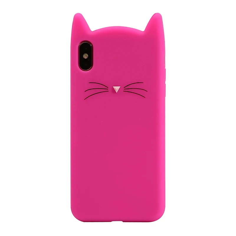 Милый мягкий силиконовый чехол с бородатым котом для iPhone 6s 6 s 7 8 Plus Xs Max XR X 10 5 5S SE 6Plus 6s Plus 7Plus 8 Plus чехол для сотового телефона - Цвет: Rose red