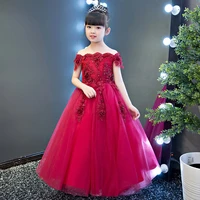exquisite cute appliques elegant flower girl dresses kids teens evening party princess birthday dress performance show gowns