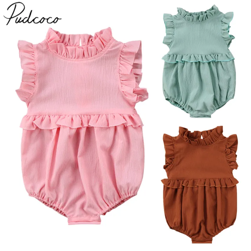 Комбинезон без рукавов с оборками для новорожденных 2020|sleeveless romper|infant baby girl romperromper