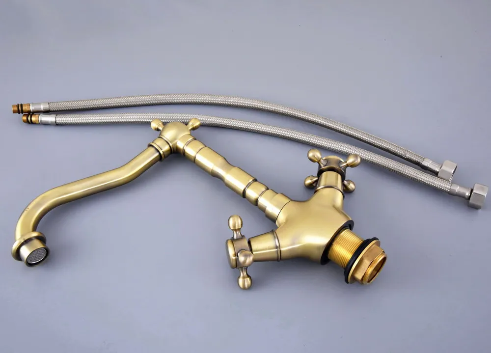 Винтажный Ретро античный бронзовый двойной крест с ручками для ванной комнаты