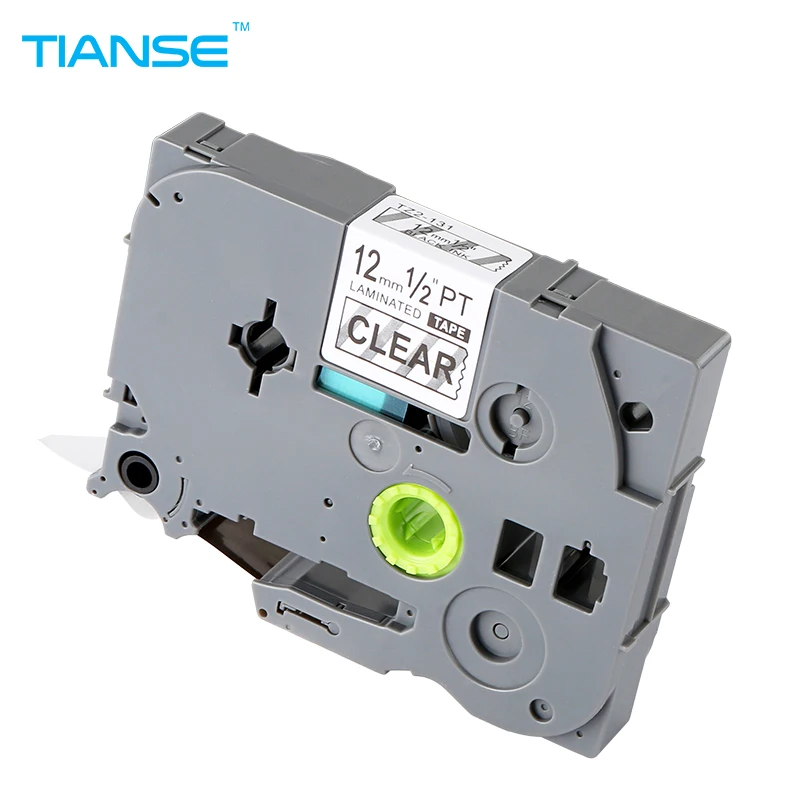 TIANSE Labels Tap 1pcs TZ131 TZ 131 TZe131 TZe Laminated Adhesive tz-131 tze-131 P Touch black on clear For Brother printer |