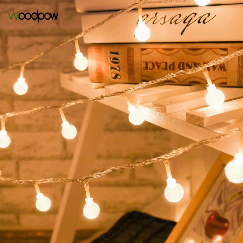 Woodpow 1 м 3 маленький шар Светодиодная гирлянда AA на батарейках Ночник светодиодные
