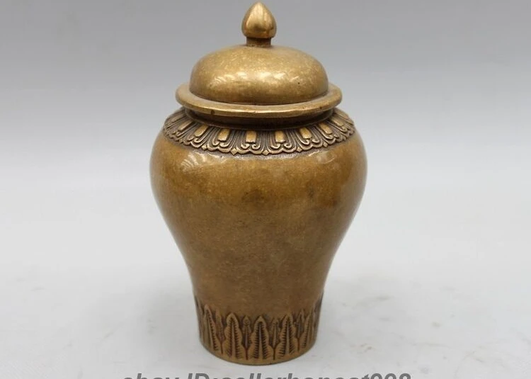 6.69&quot Chinese craftwork Refined Bronze Copper Tea caddy Vase Pot Crock | Дом и сад