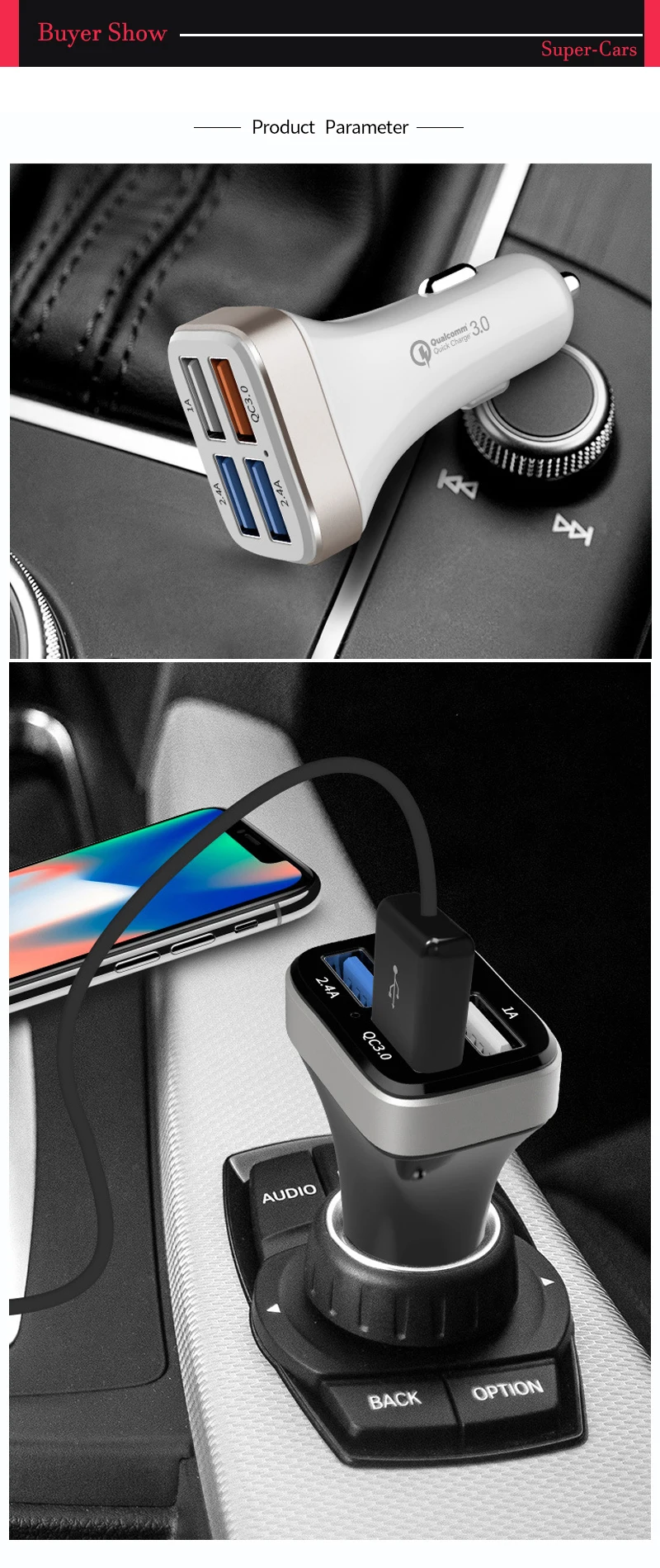 4USB автомобильный прикуриватель зарядное устройство QC3.0 телефон Быстрая зарядка 2.4A адаптер для iPhone samsung Android универсальный авто электронный