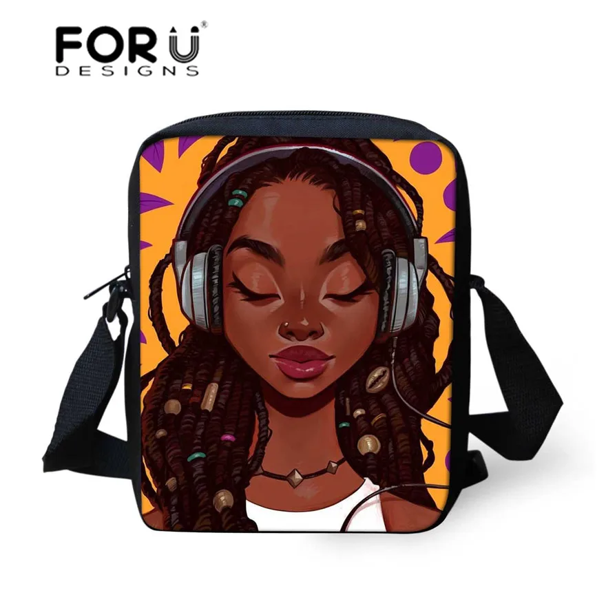 FORUDESIGNS/мини сумки на плечо для девочек черная художественная африканская сумка