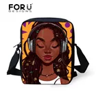Мини-сумки на плечо FORUDESIGNS для девочек, черная сумка через плечо с принтом в африканском стиле для девушек, маленькие женские сумки с ручками