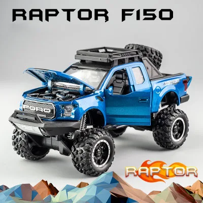 KIDAMI 1:32 Raptor F150 Hohe моделирование пикап Ремонт большое колесо мини авто Сплав литья под давлением Модель автомобиля игрушки для детей подарок - Цвет: Big wheel Blue