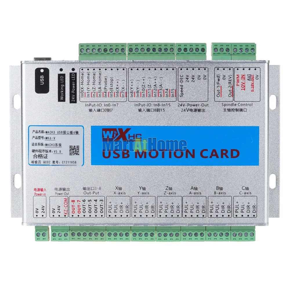 XHC MK6 V Mach3 USB 4 Axis CNC плата управления движением Breakout Board 2 МГц Поддержка