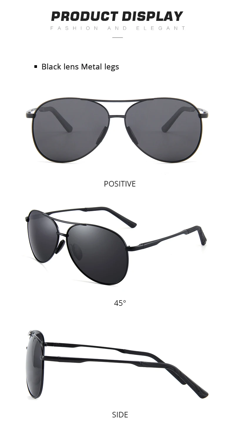 CONCHEN Pilot Polarized Sunglasses Men Women Metal Frame Spring Hinge Driving Sun Glasses Male Retro Sunglasses