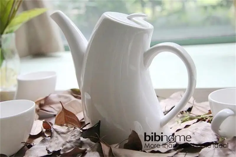 Creative plain white bone china tea set five-piece decorative ceramic kung fu cups fashion drinkware coffee cup | Дом и сад